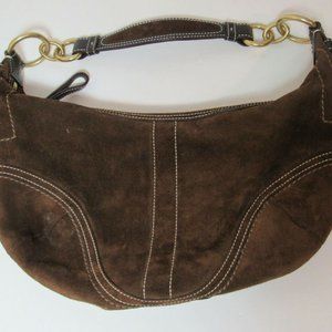 COACH Brown Suede Small Hobo Bag Short Shoulder Purse # D0793-F10934